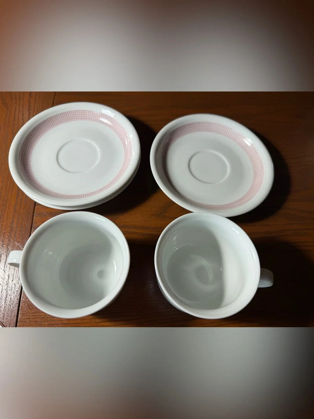 FLORIDA by Thomas by Rosenthal 2 Short Cups & 3 saucer made in Germany pink grid